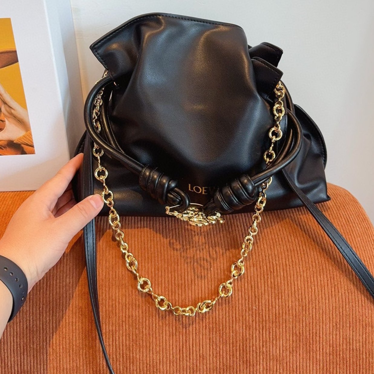 LOE 29 FLAMENCO CLUTCH IN BLACK NAPPA CALFSKIN mysite