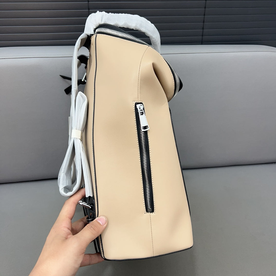 LOE GOYA BACKPACK 41 IN BLACK MIX BEIGE GRAINED CALFSKIN mysite