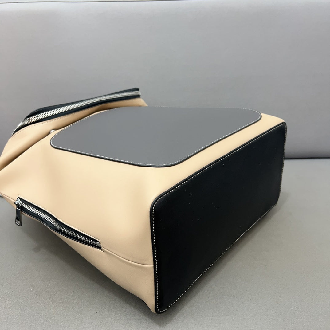 LOE GOYA BACKPACK 41 IN BLACK MIX BEIGE GRAINED CALFSKIN mysite