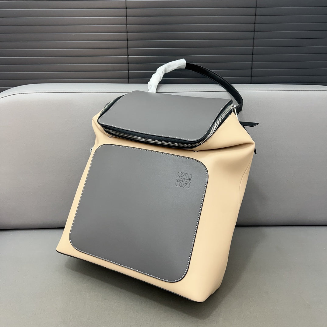 LOE GOYA BACKPACK 41 IN BLACK MIX BEIGE GRAINED CALFSKIN mysite