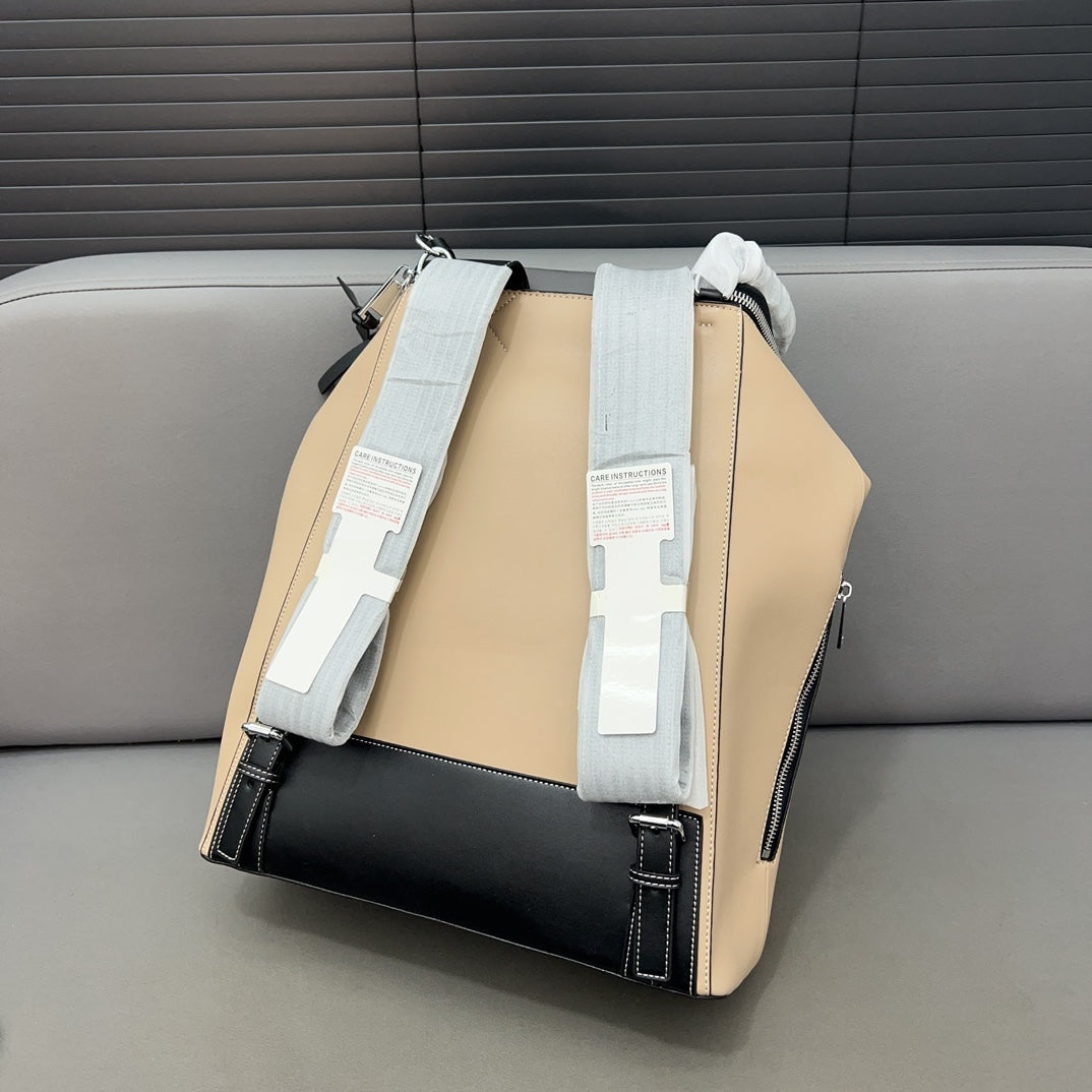 LOE GOYA BACKPACK 41 IN BLACK MIX BEIGE GRAINED CALFSKIN mysite