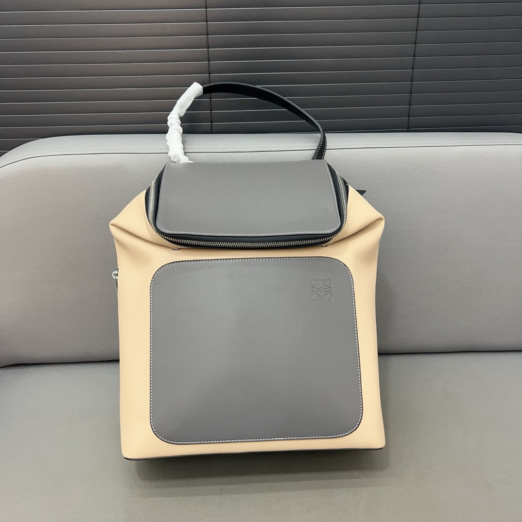 LOE GOYA BACKPACK 41 IN BLACK MIX BEIGE GRAINED CALFSKIN mysite