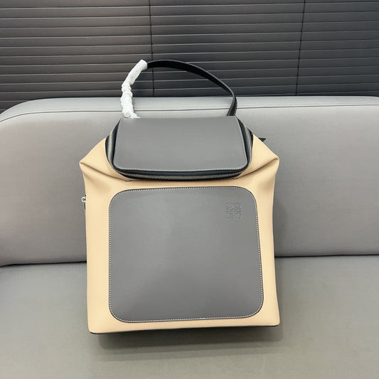 LOE GOYA BACKPACK 41 IN BLACK MIX BEIGE GRAINED CALFSKIN mysite