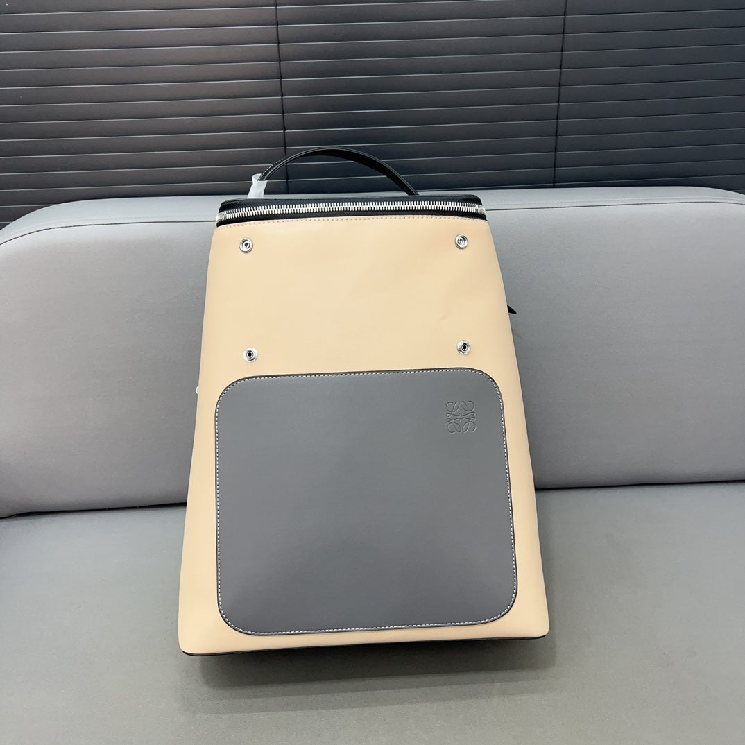 LOE GOYA BACKPACK 41 IN BLACK MIX BEIGE GRAINED CALFSKIN mysite