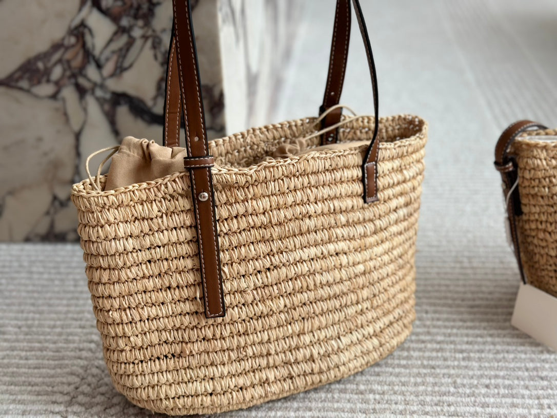 LOE 27 SUMMER WOVEN BASKET IN NATURAL RAFFIA mysite