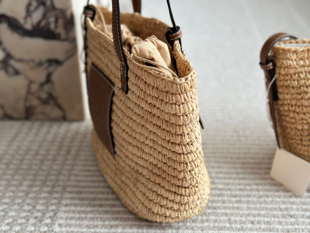 LOE 27 SUMMER WOVEN BASKET IN NATURAL RAFFIA mysite