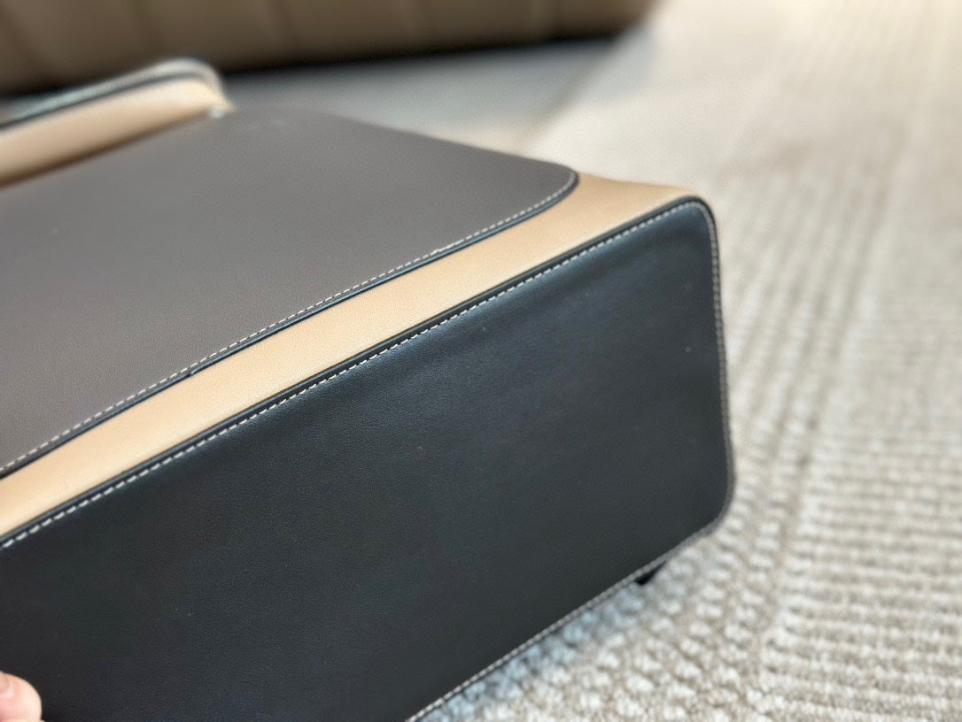 LOE GOYA BACKPACK 40 IN BLACK MIX BEIGE GRAINED CALFSKIN mysite