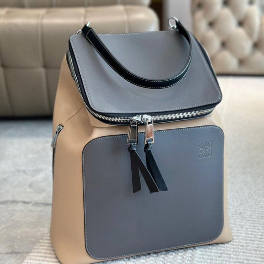 LOE GOYA BACKPACK 40 IN BLACK MIX BEIGE GRAINED CALFSKIN mysite