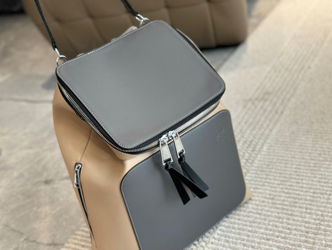 LOE GOYA BACKPACK 40 IN BLACK MIX BEIGE GRAINED CALFSKIN mysite