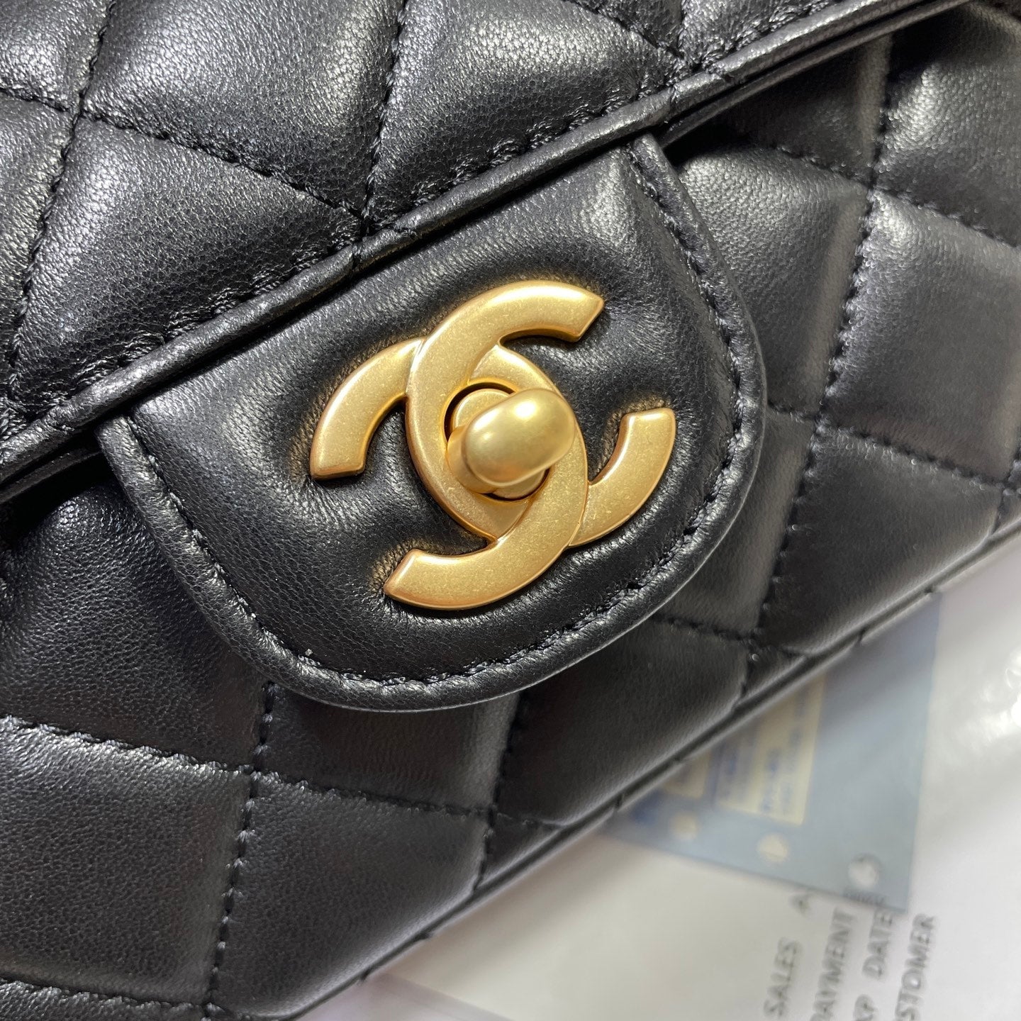 CC 25P Mini Flap Bag 22cm Top Handle Black Calfskin Gold Hardware mysite