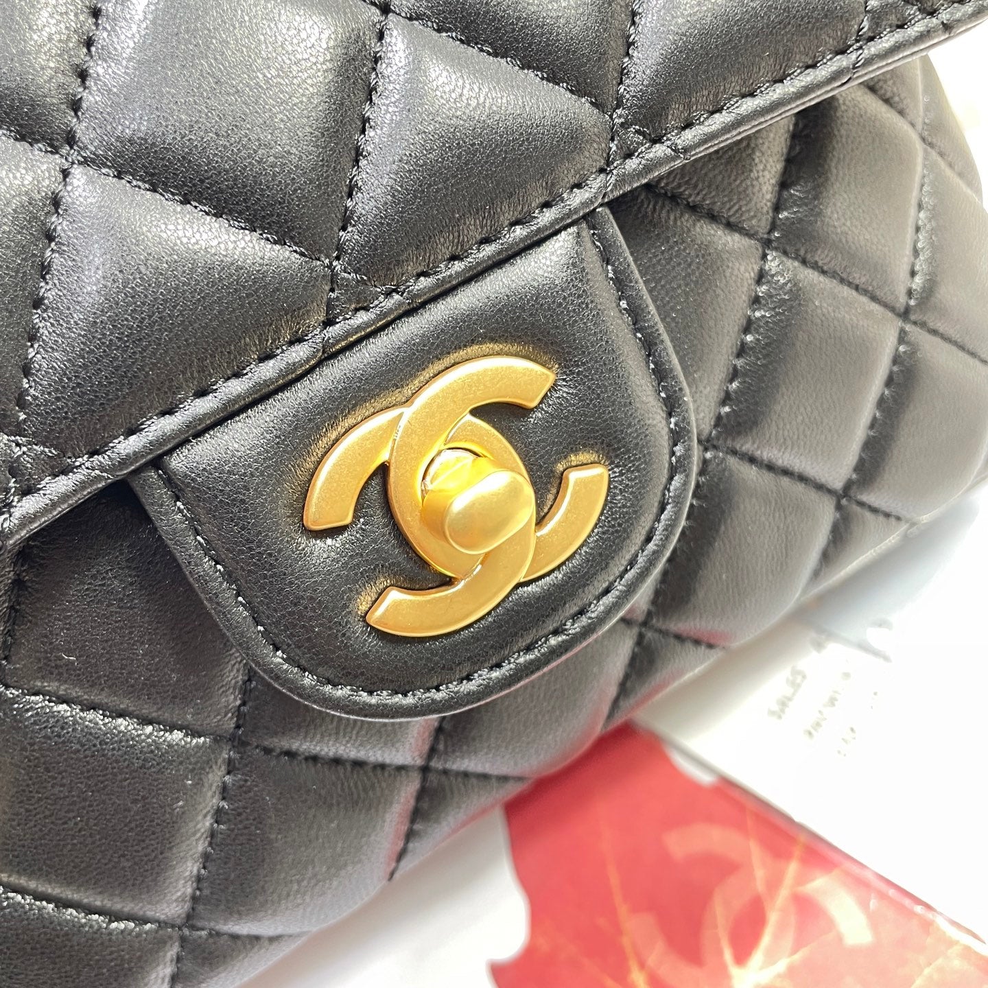 CC 25P Mini Flap Bag 20cm Top Handle Black Calfskin Gold Hardware mysite