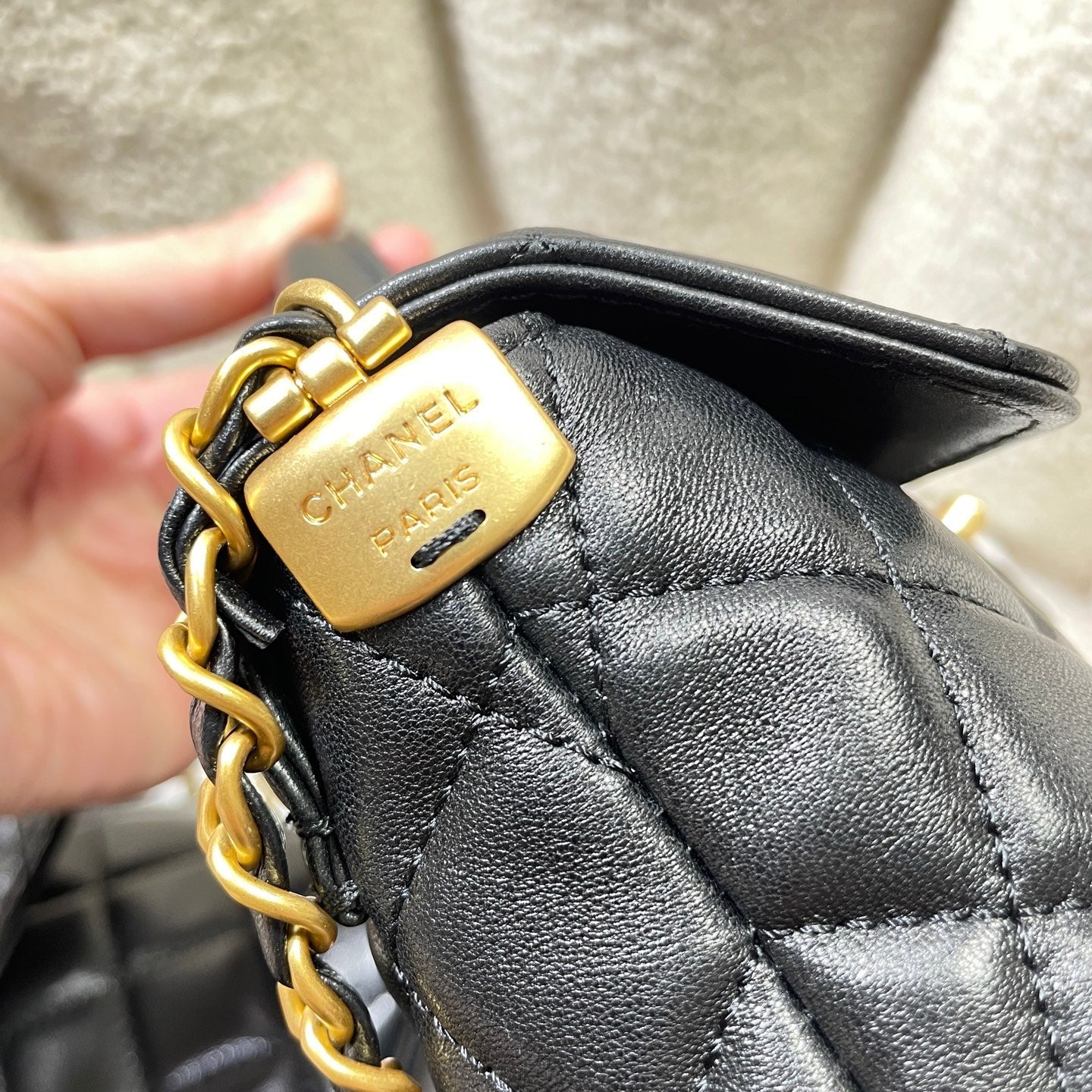 CC 25P Mini Flap Bag 20cm Top Handle Black Calfskin Gold Hardware mysite