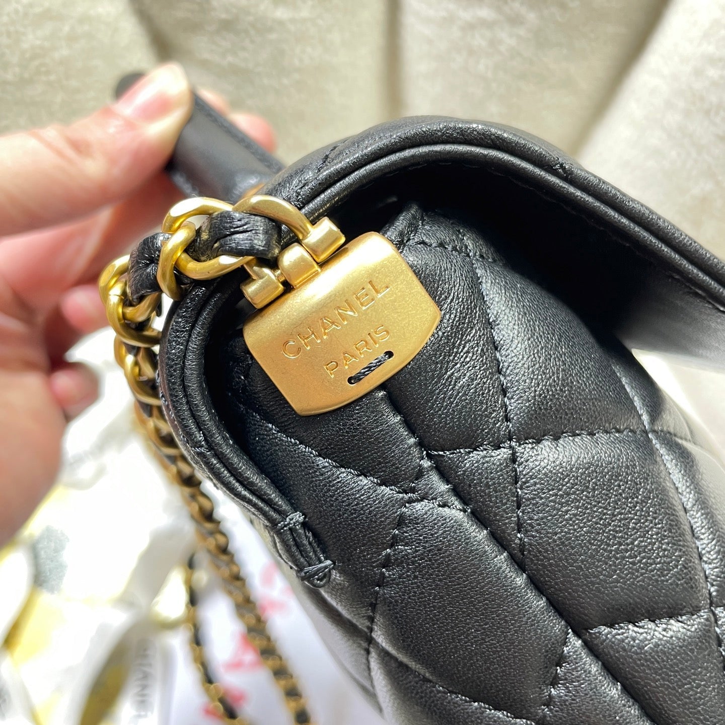 CC 25P Medium Flap Bag 25cm Top Handle Black Calfskin Gold Hardware mysite