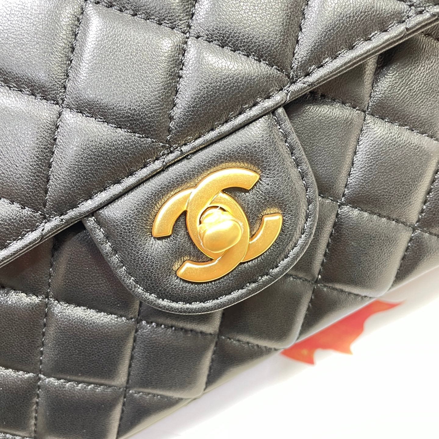 CC 25P Medium Flap Bag 25cm Top Handle Black Calfskin Gold Hardware mysite