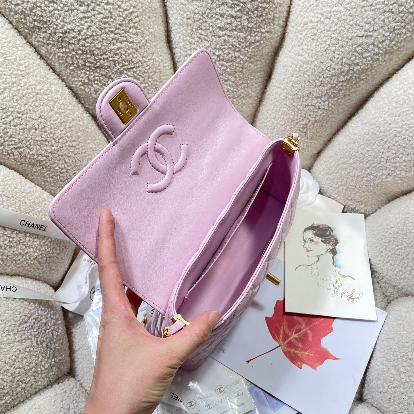 CC 25P Medium Flap Bag 25cm Top Handle Pink Calfskin Gold Hardware mysite