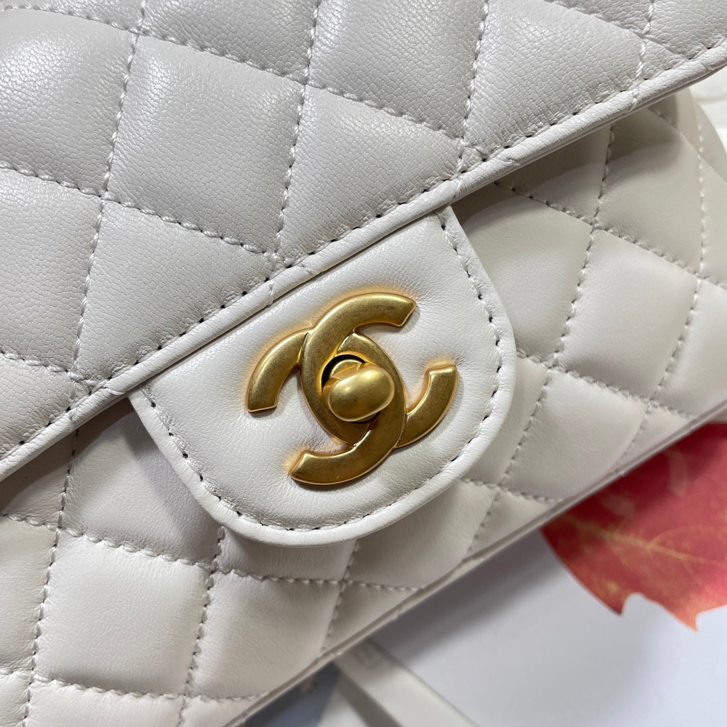 CC 25P Mini Flap Bag 20cm Top Handle Cream Calfskin Gold Hardware mysite