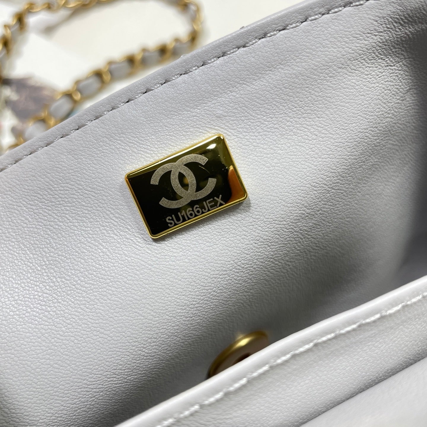 CC 25P Medium Flap Bag 25cm Top Handle Grey Calfskin Gold Hardware mysite