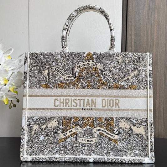 CD Book Tote 41.5 Beige White Canvas Around The World mysite