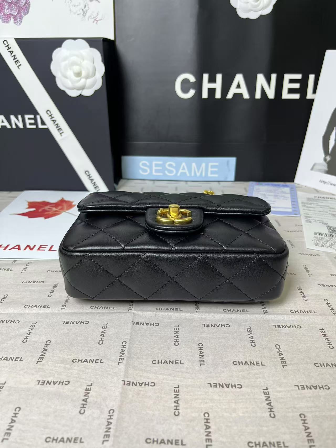 25C Mini Flap 19cm Black Lambskin Gold Heart Hardware mysite