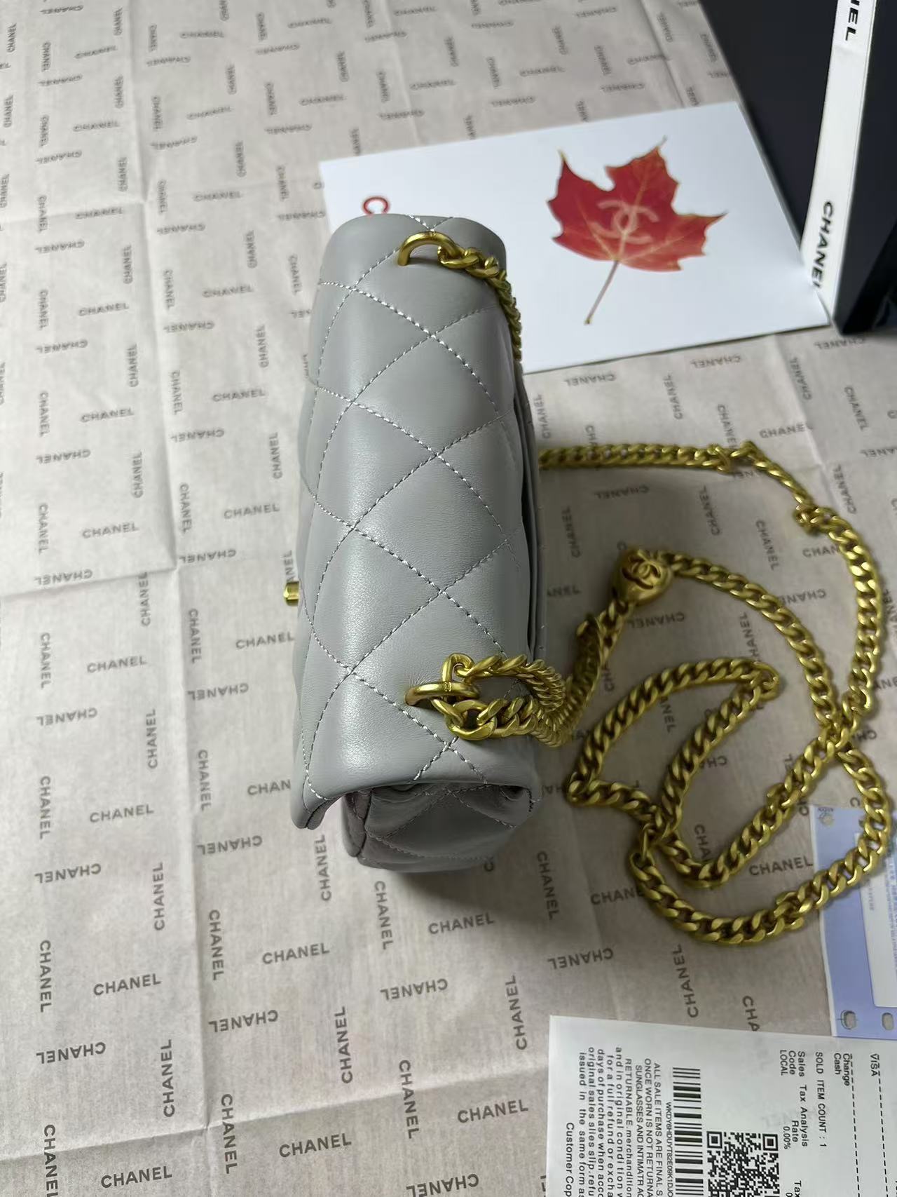 25C Mini Flap 19cm Grey Lambskin Gold Heart Hardware mysite