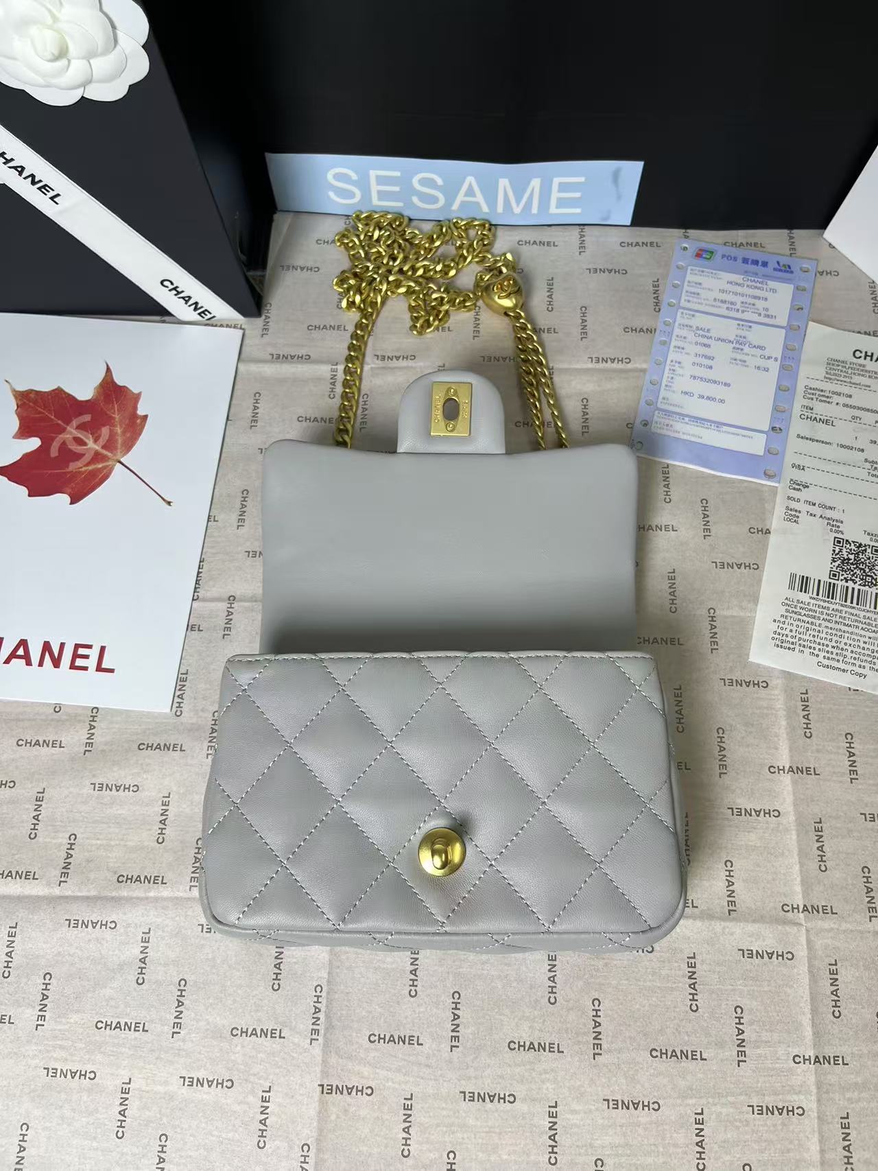 25C Mini Flap 19cm Grey Lambskin Gold Heart Hardware mysite