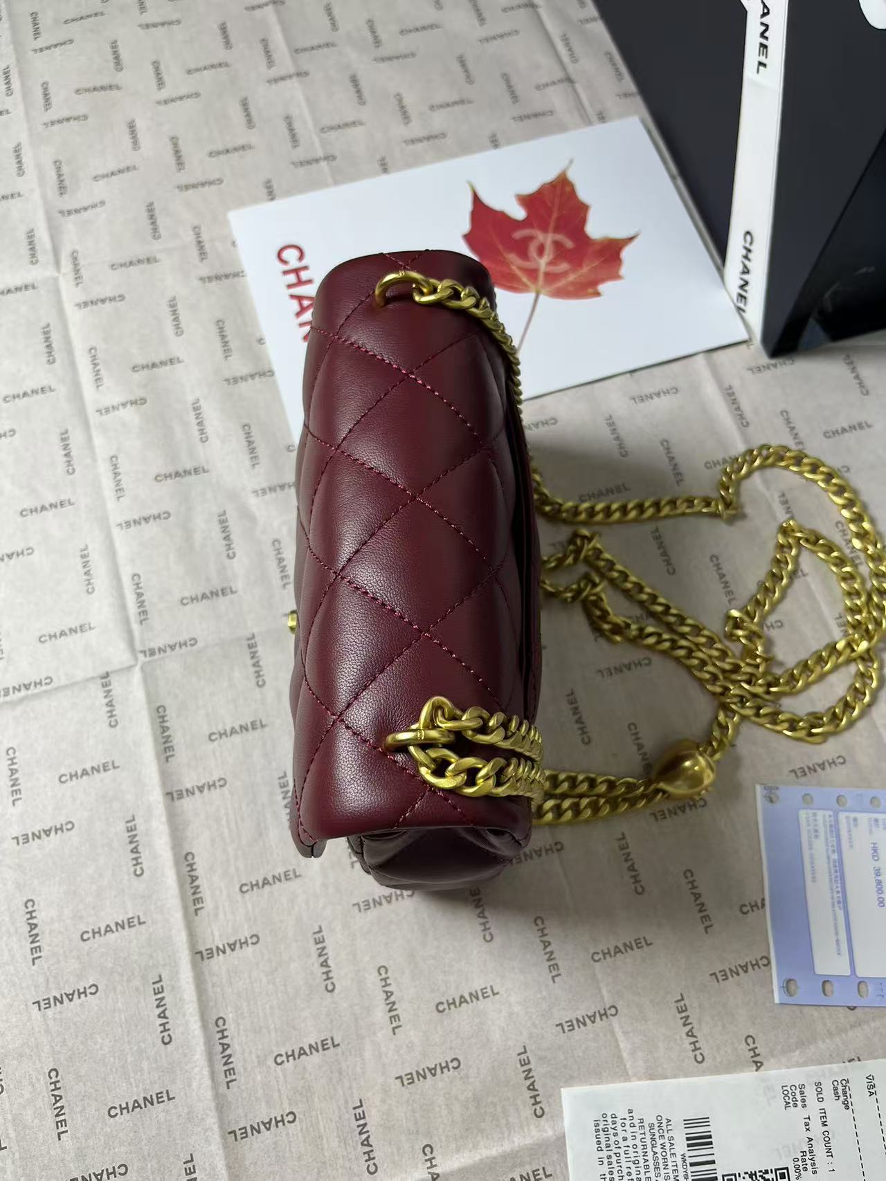 25C Mini Flap 19cm Burgundy Lambskin Gold Heart Hardware mysite