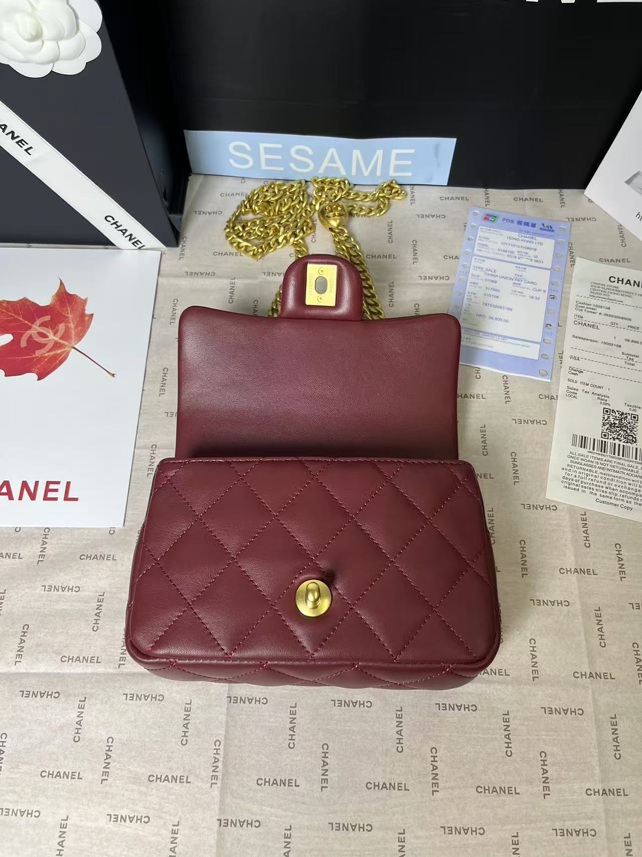 25C Mini Flap 19cm Burgundy Lambskin Gold Heart Hardware mysite