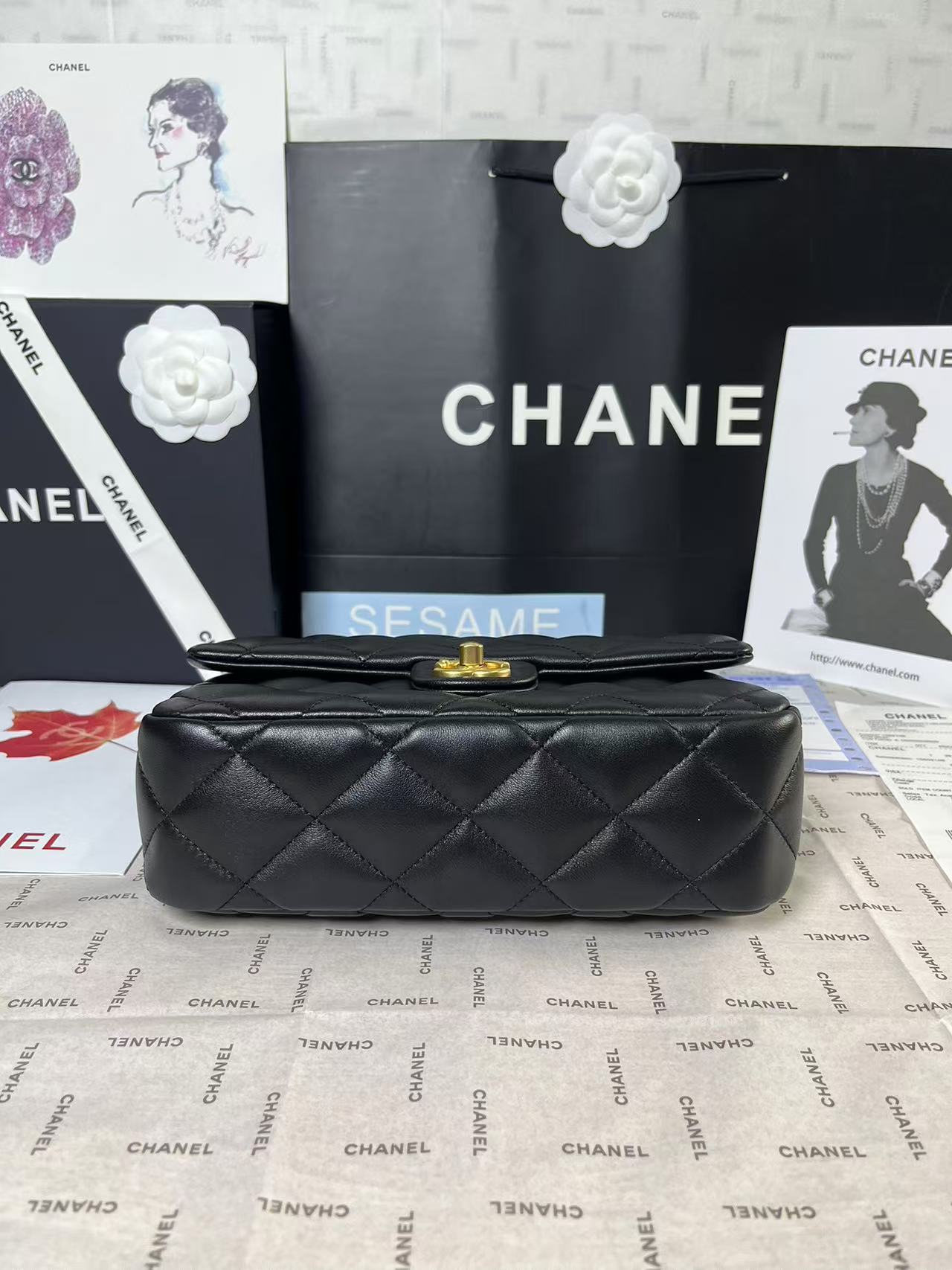 25C Mini Flap 24cm Black Lambskin Gold Heart Hardware mysite