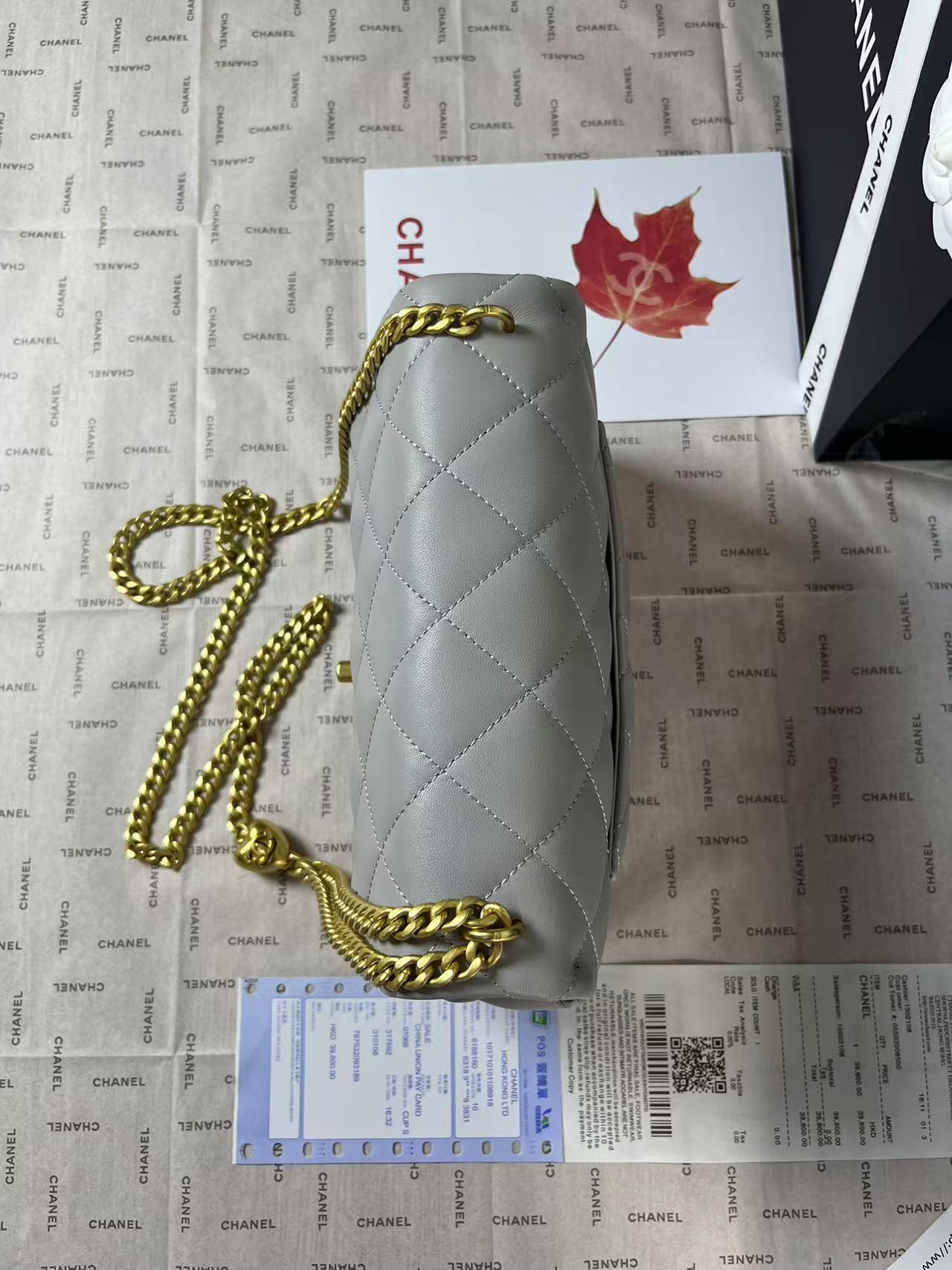 25C Mini Flap 24cm Grey Lambskin Gold Heart Hardware mysite