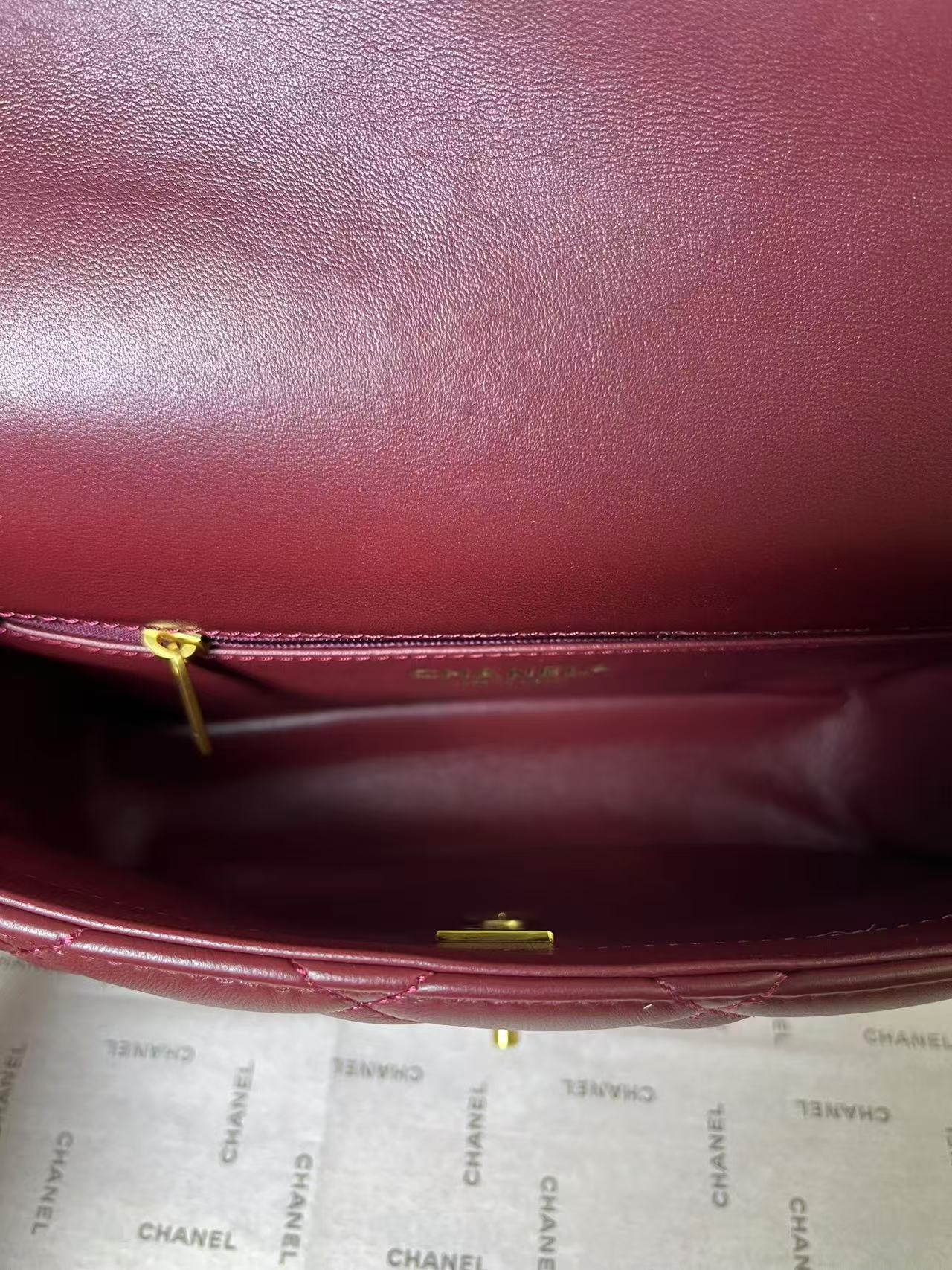 25C Mini Flap 24cm Burgundy Lambskin Gold Heart Hardware mysite