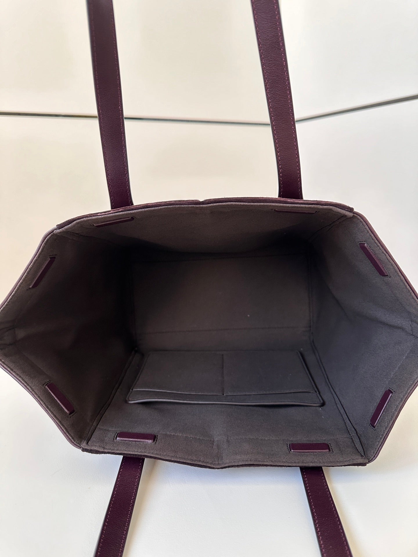 ORIGAMI MEDIUM 27 IN WINE RED LAMBSKIN AND SUEDE mysite