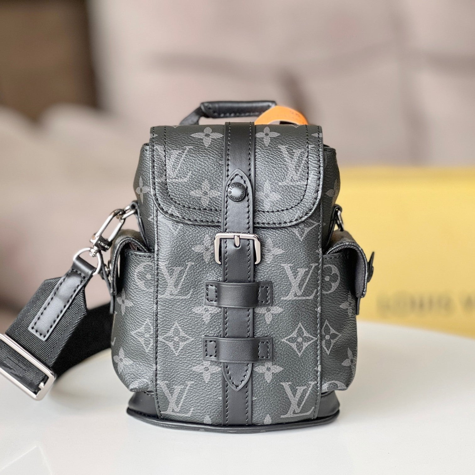 LV 24 Nano Christopher Handbag Black Monogram Eclipse Canvas mysite