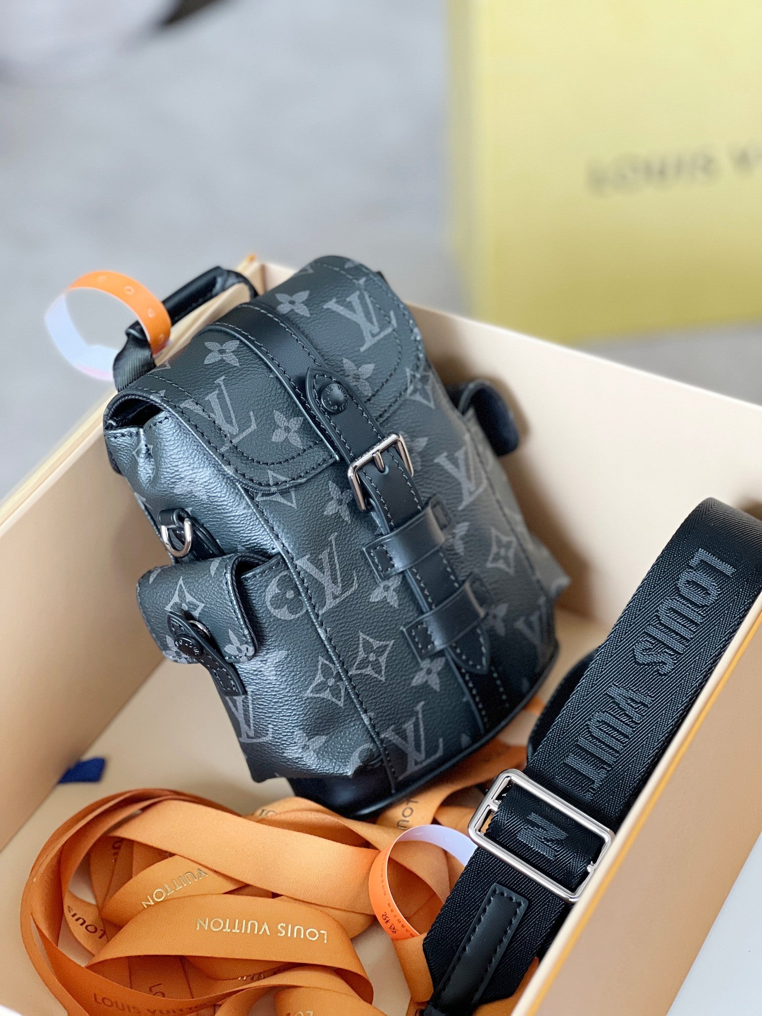 LV 24 Nano Christopher Handbag Black Monogram Eclipse Canvas mysite