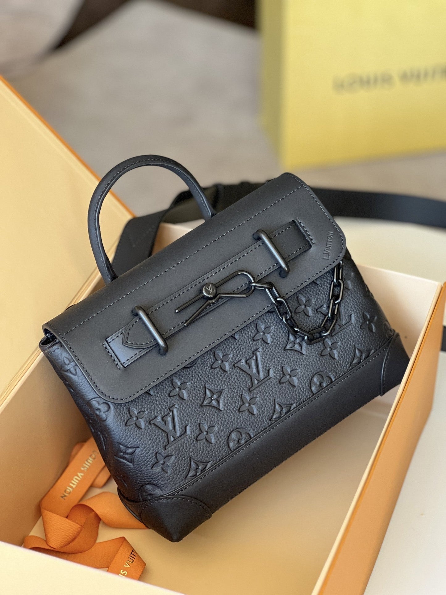 LV Steamer PM Bag 25cm Black Taurillon Monogram Leather mysite