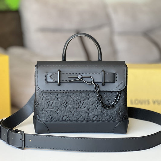 LV Steamer PM Bag 25cm Black Taurillon Monogram Leather mysite