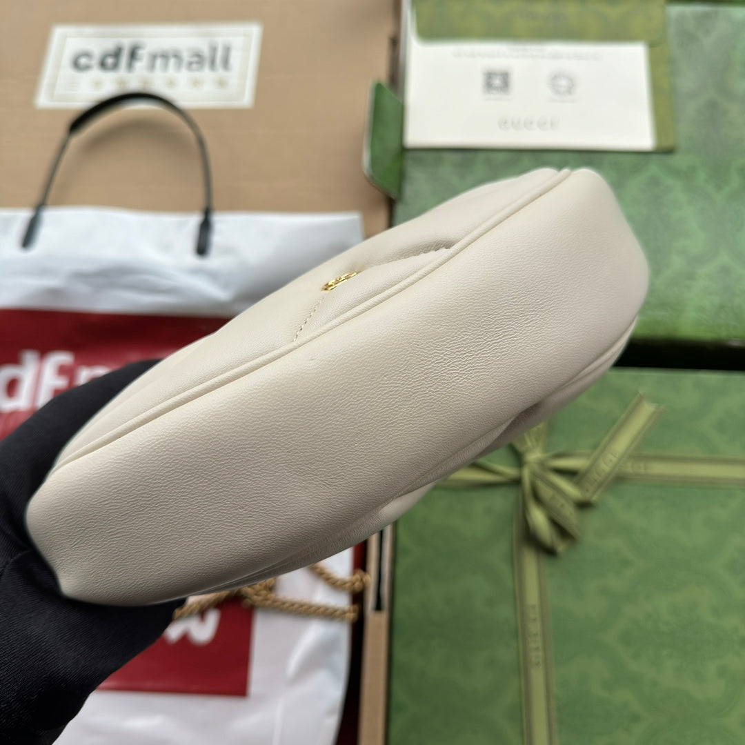 gg marmont half-moon shaped 21cm white calfskin gold hardware mysite