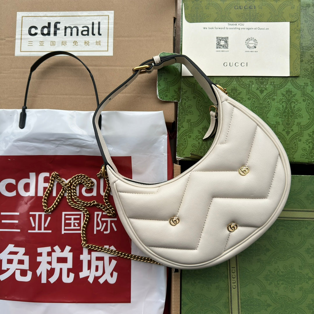 gg marmont half-moon shaped 21cm white calfskin gold hardware mysite