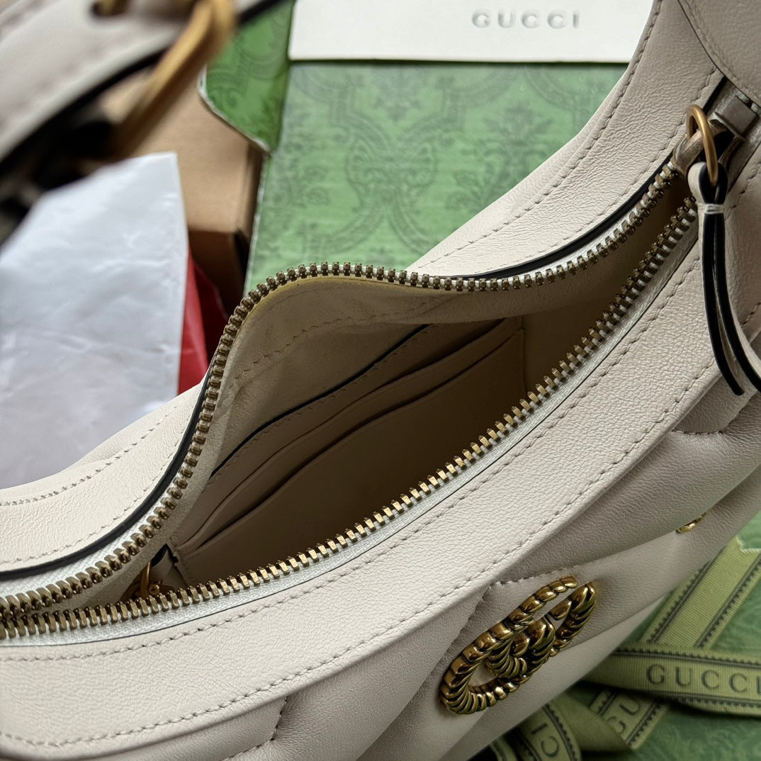 gg marmont half-moon shaped 21cm white calfskin gold hardware mysite