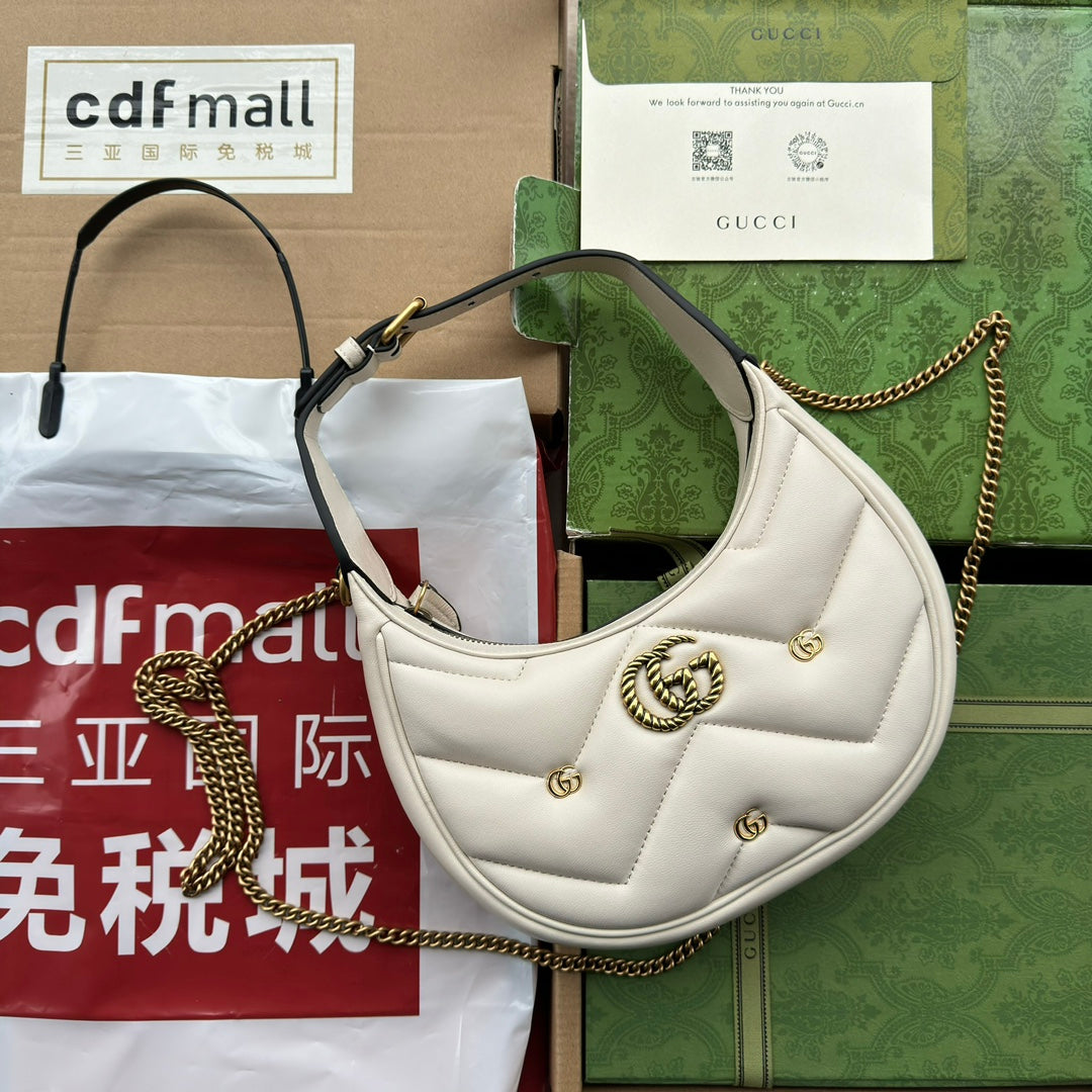 gg marmont half-moon shaped 21cm white calfskin gold hardware mysite