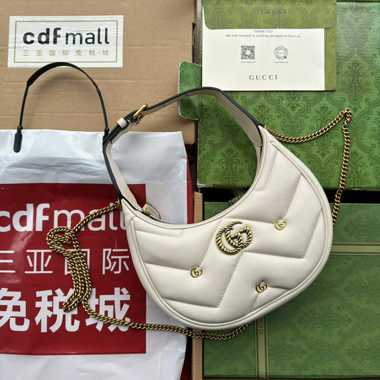gg marmont half-moon shaped 21cm white calfskin gold hardware mysite