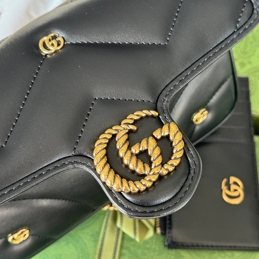 gg marmont 21cm black calfskin double g stud gold hardware mysite