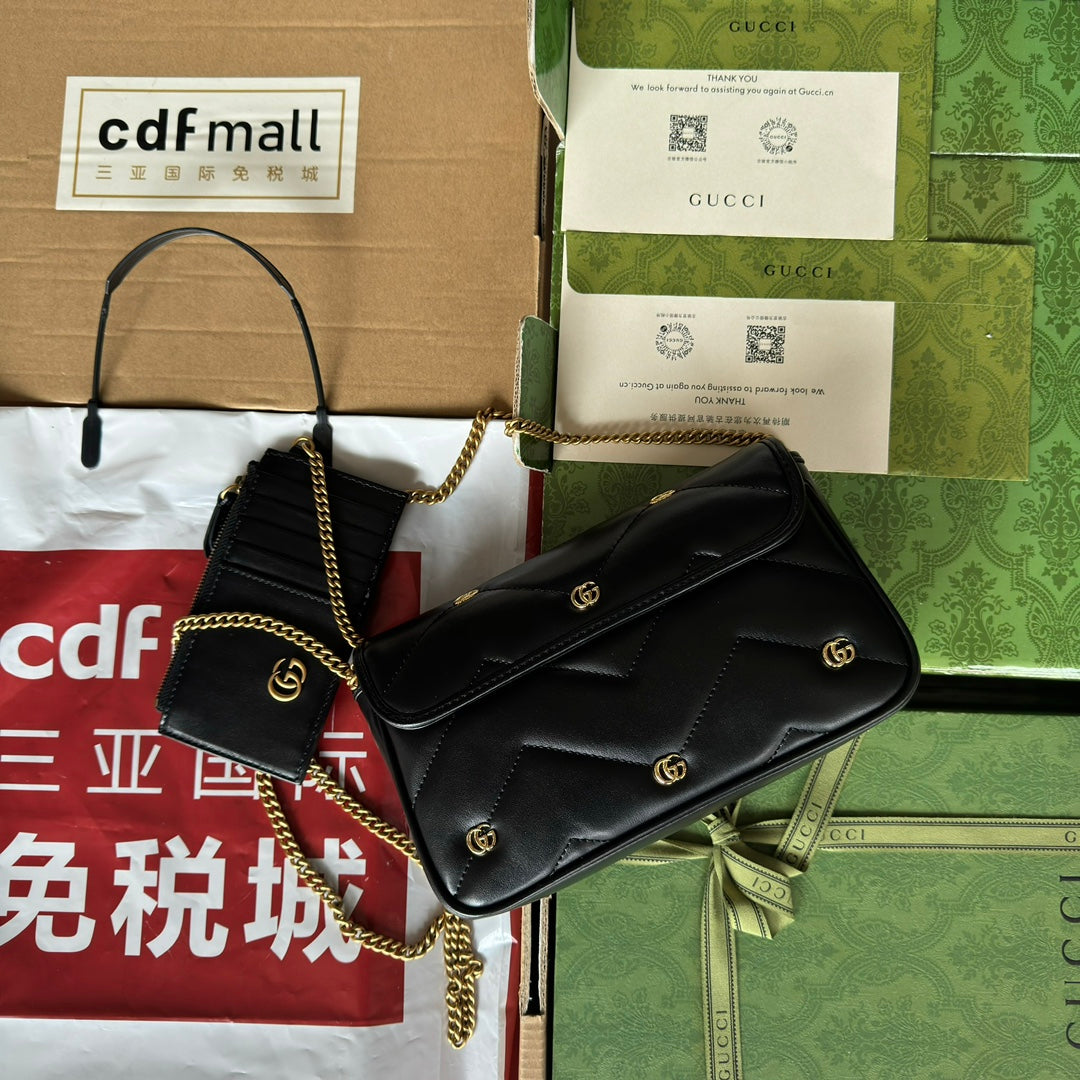 gg marmont 21cm black calfskin double g stud gold hardware mysite