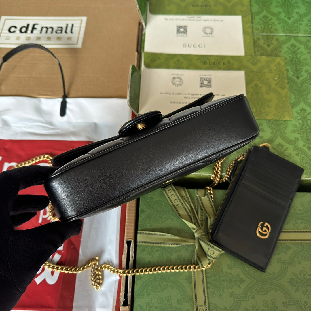 gg marmont 21cm black calfskin double g stud gold hardware mysite