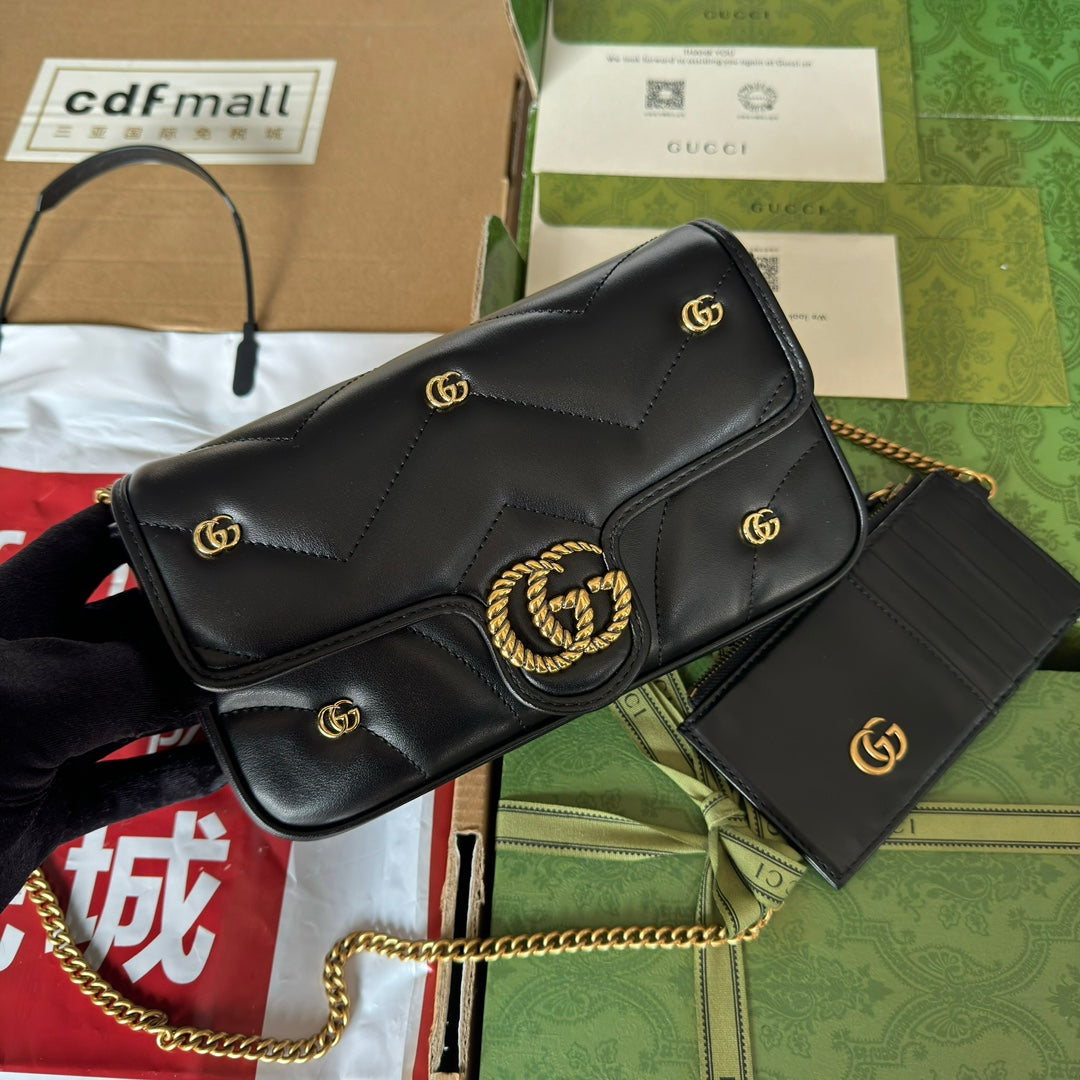 gg marmont 21cm black calfskin double g stud gold hardware mysite