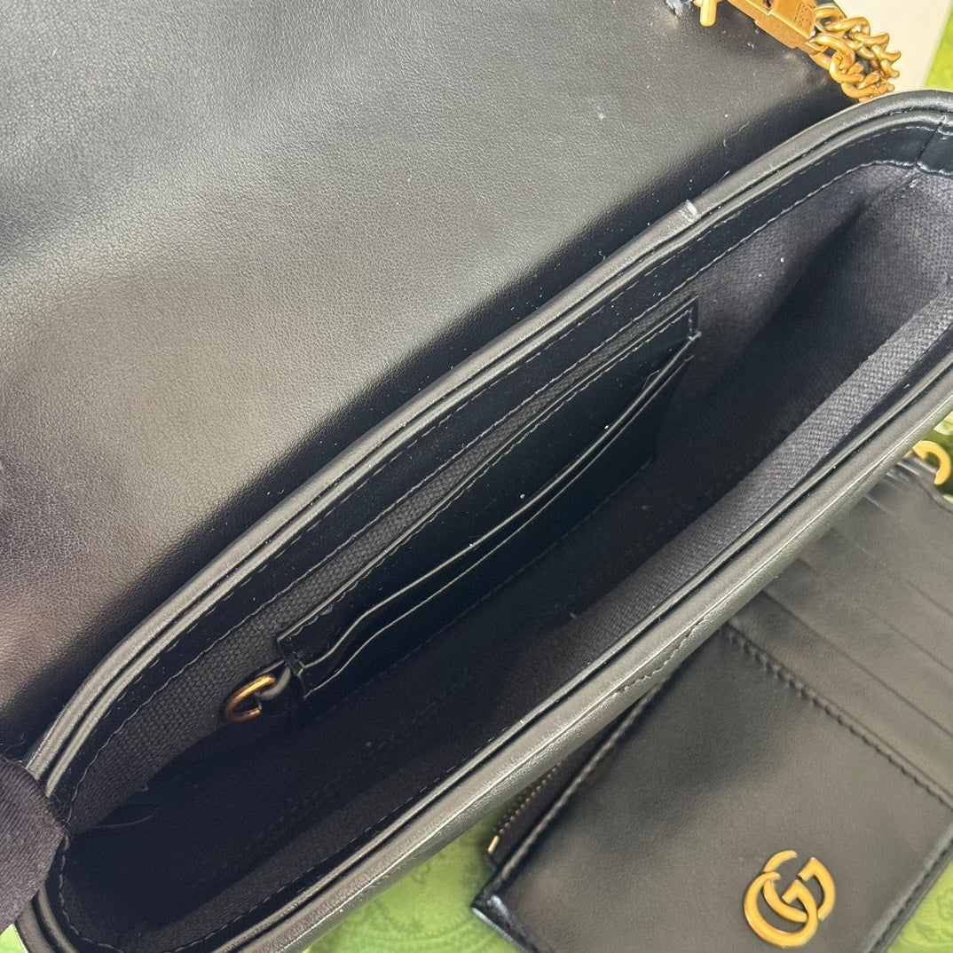 gg marmont 21cm black calfskin double g stud gold hardware mysite