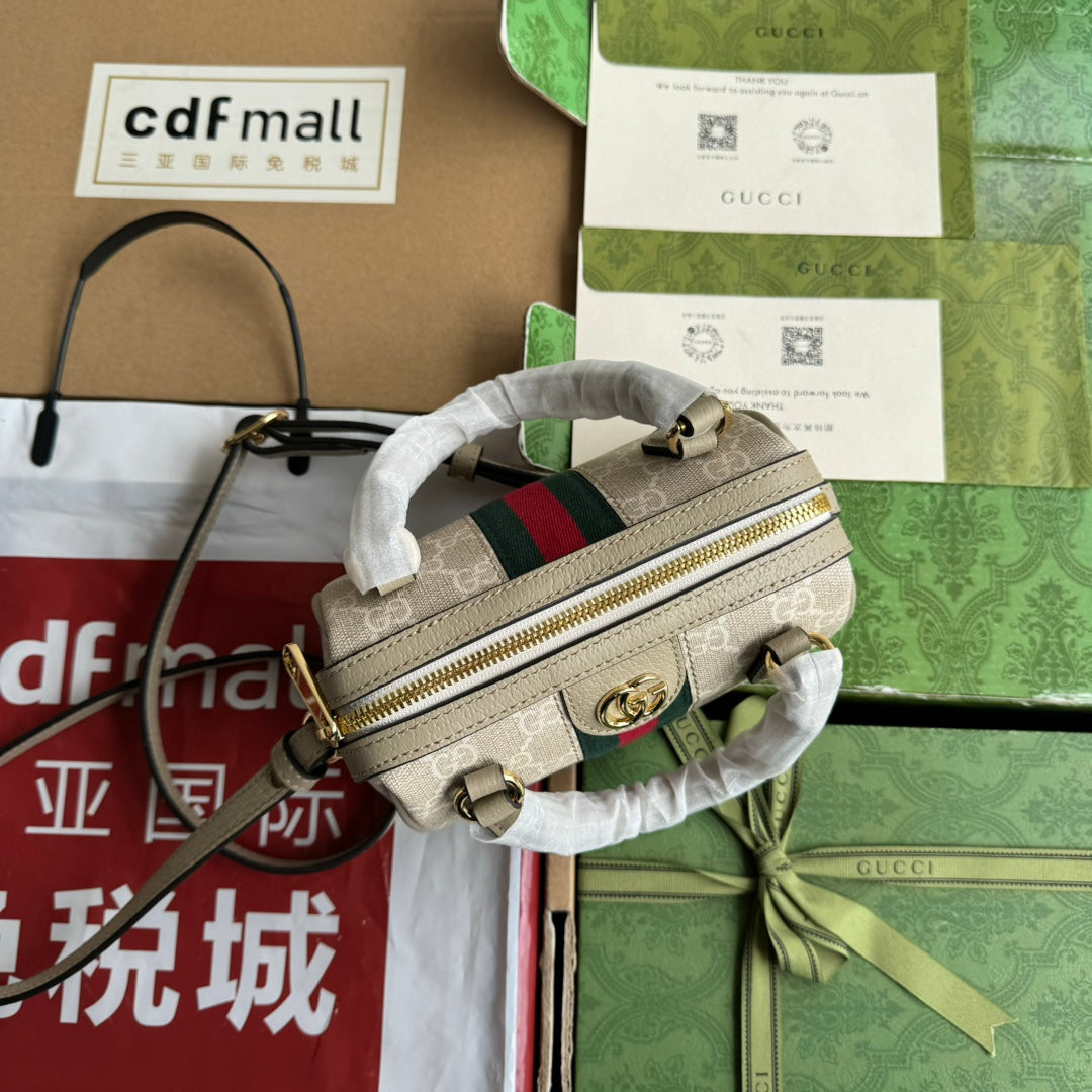 Gucci Ophidia 16.5 Bag Beige Canvas Leather 240093 mysite