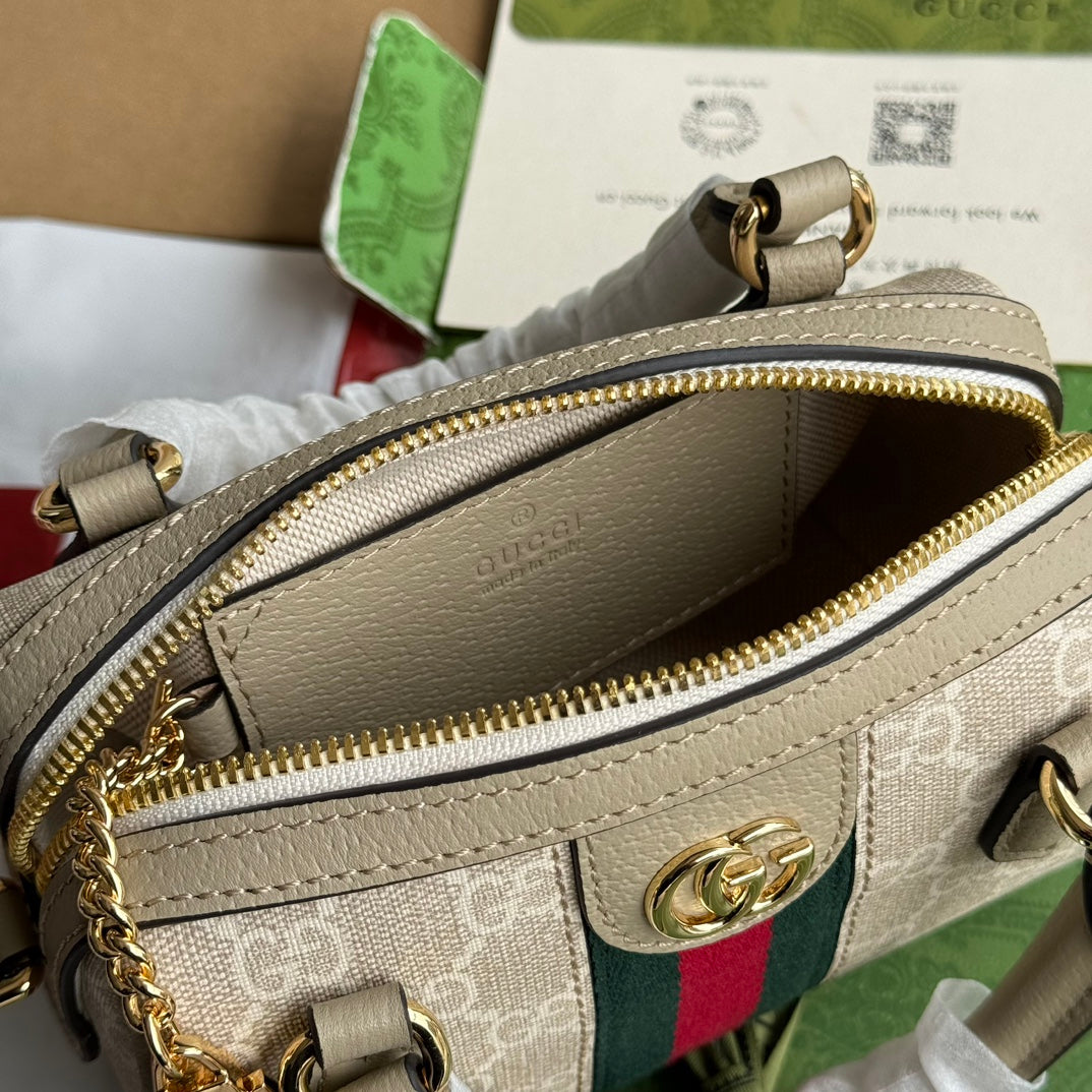 Gucci Ophidia 16.5 Bag Beige Canvas Leather 240093 mysite
