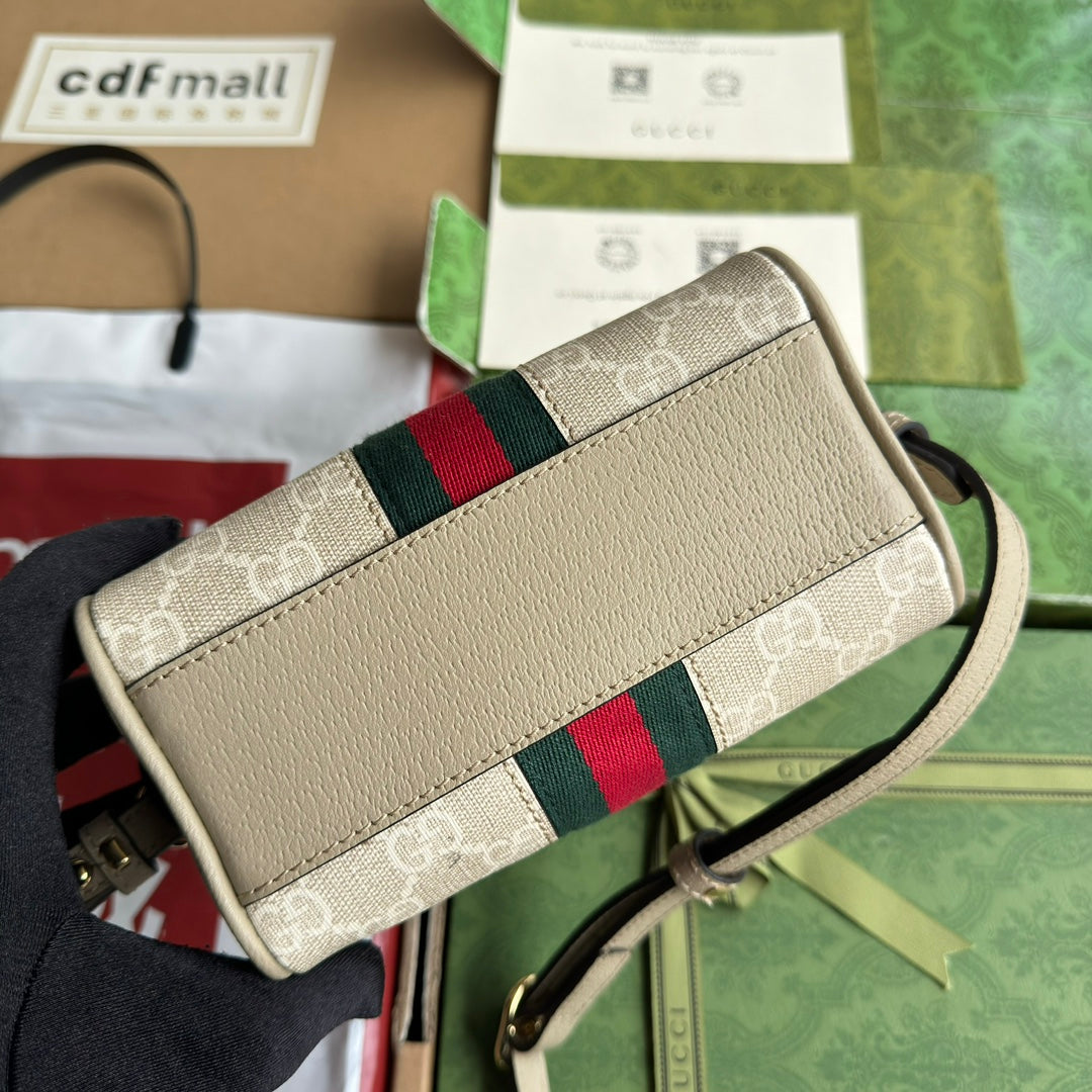 Gucci Ophidia 16.5 Bag Beige Canvas Leather 240093 mysite