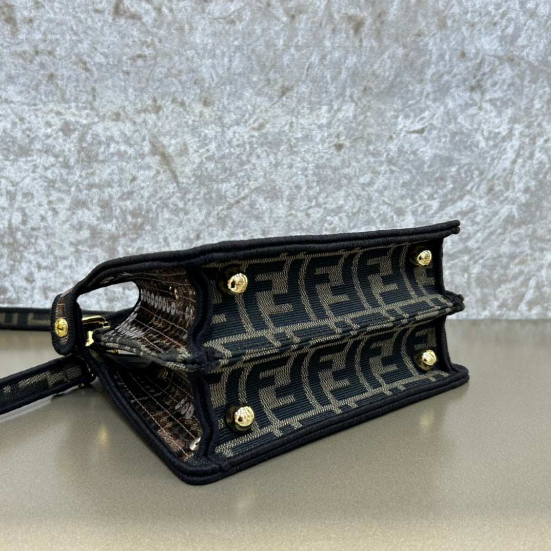 FENDI PEEKABOO ISEEU 20 BAG IN CHOCOLATE BROWN MIX BLACK NAPPA LEATHER GOLD HARDWARE mysite