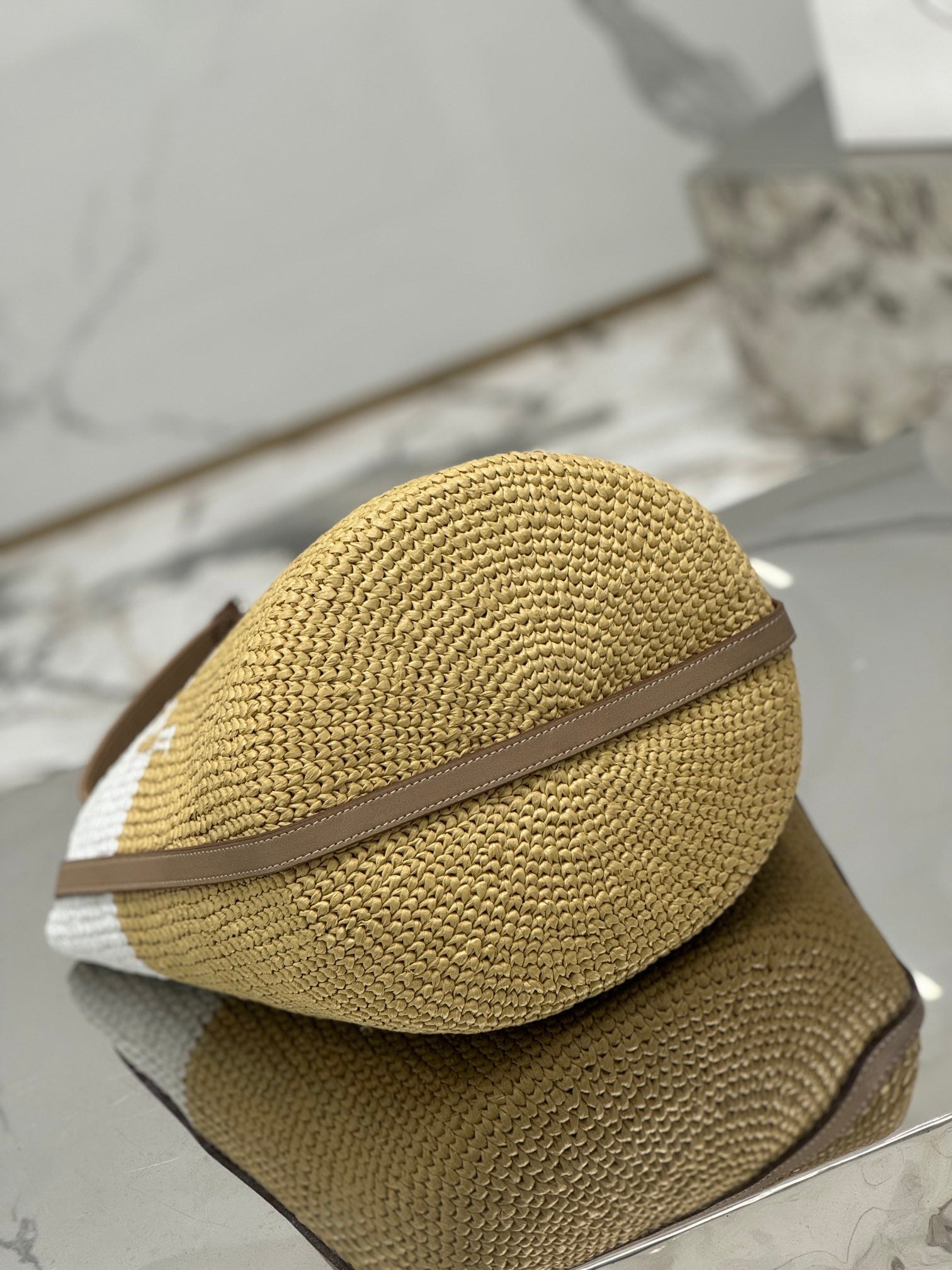 BUCKET BAG 25 IN WHITE MIX BEIGE RAFFIA AND BROWN CALFSKIN HANDLE mysite